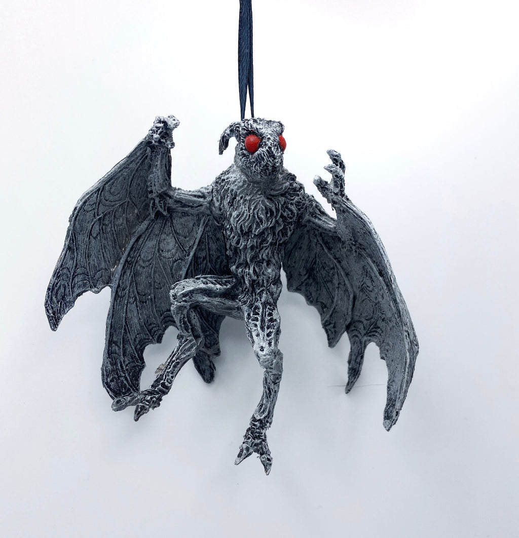 Mothman Ornament, Hand Painted Resin Sculpture | Cryptozoology Creature Figurine | Urban Legend Moth Man Monster Ornament, Horror Art Decor