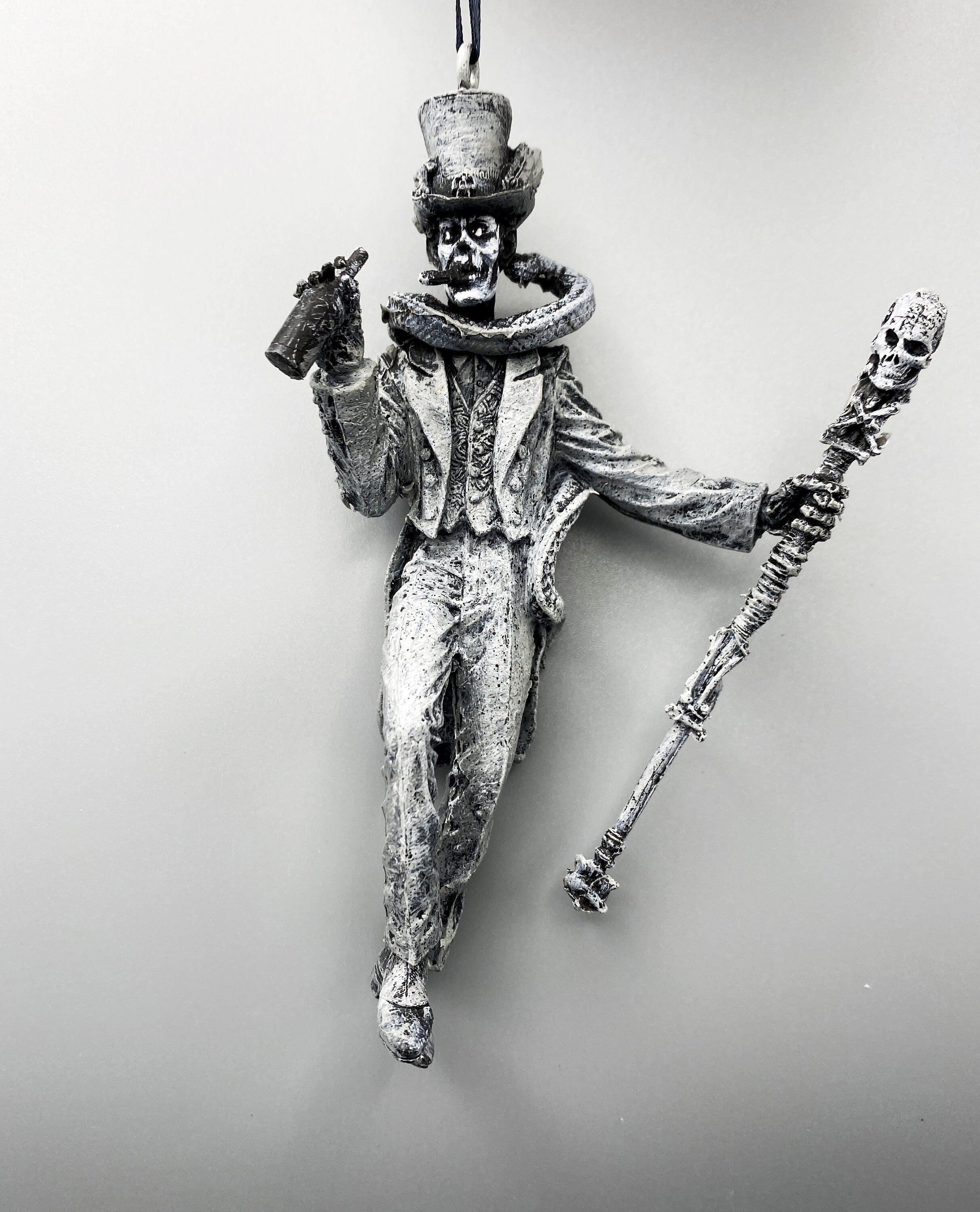Baron Samedi, Voodoo Loa of Death Ornament, Hand Painted Resin | Legendary Voodoo Figurine | Gothic Ornament for Witchy Holiday Decor