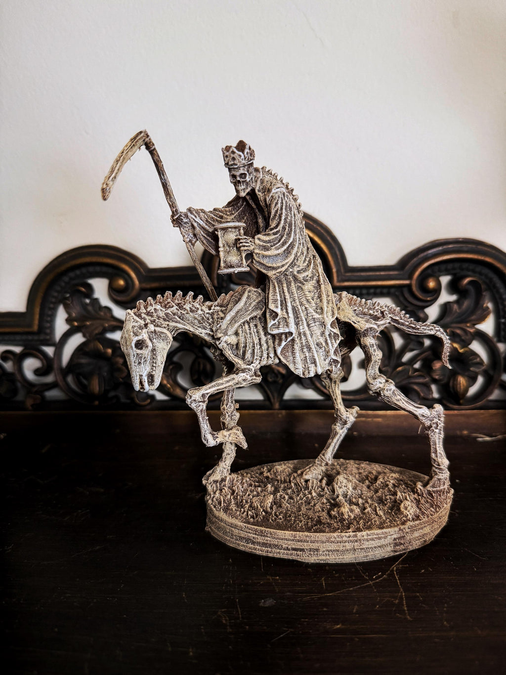 Triumph of Death: Grim Reaper on Skeletal Horse Statue, Hand Painted Resin Figurine, Horror Art |Gift for Gothic and Dark Fantasy Collectors