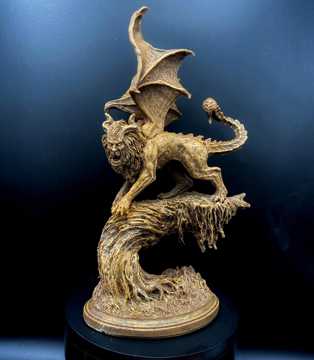 Manticore Statue, Hand Painted Resin Sculpture | Mythical Creature Figurine | Unique Legendary Manticore Monster Figurine. Fantasy Art Gift