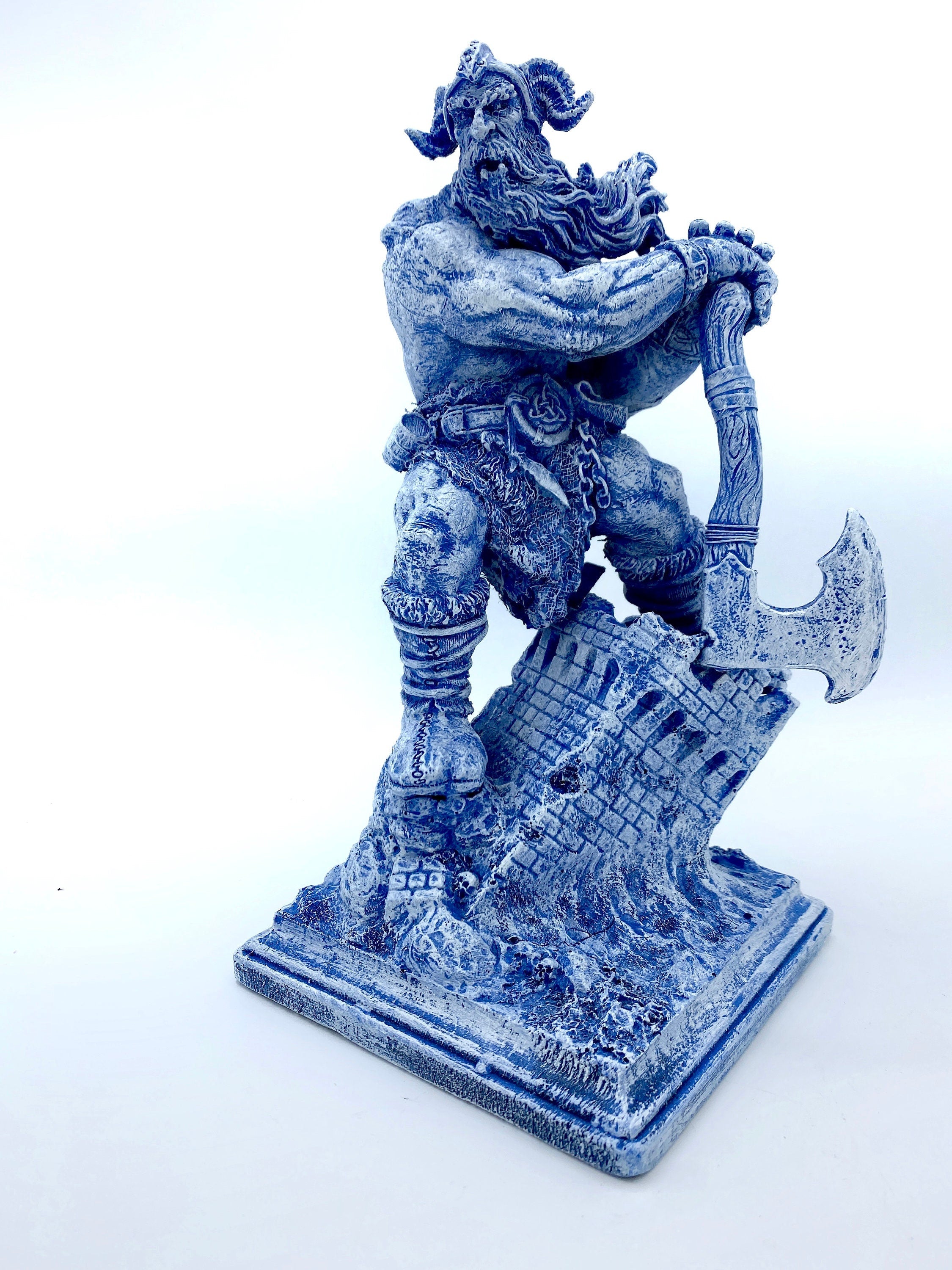 Frost Giant Statue, Hand Painted Resin Sculpture | Mythical Viking Creature Figurine | Legendary Norse Mythology Figurine. Fantasy Art Decor