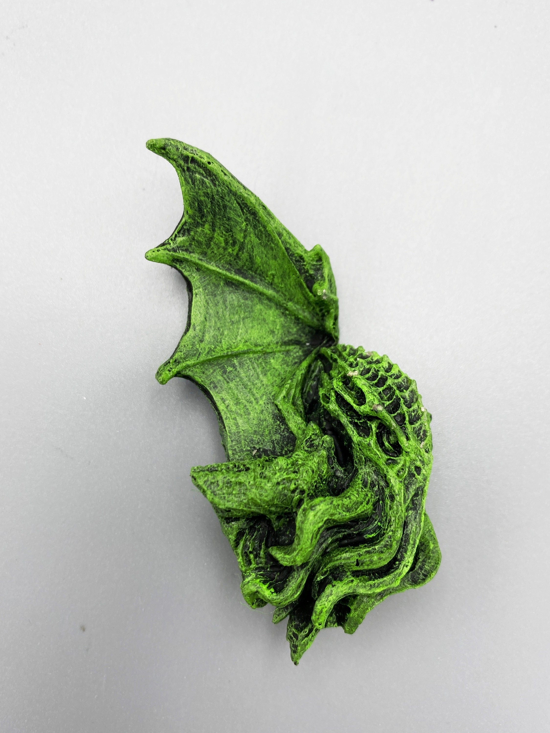 Cthulhu Magnet, Hand Painted Resin Sculpture | Mythic Lovecraftian Decor | Cthulhu Magnet for Gamer and Gothic Decor