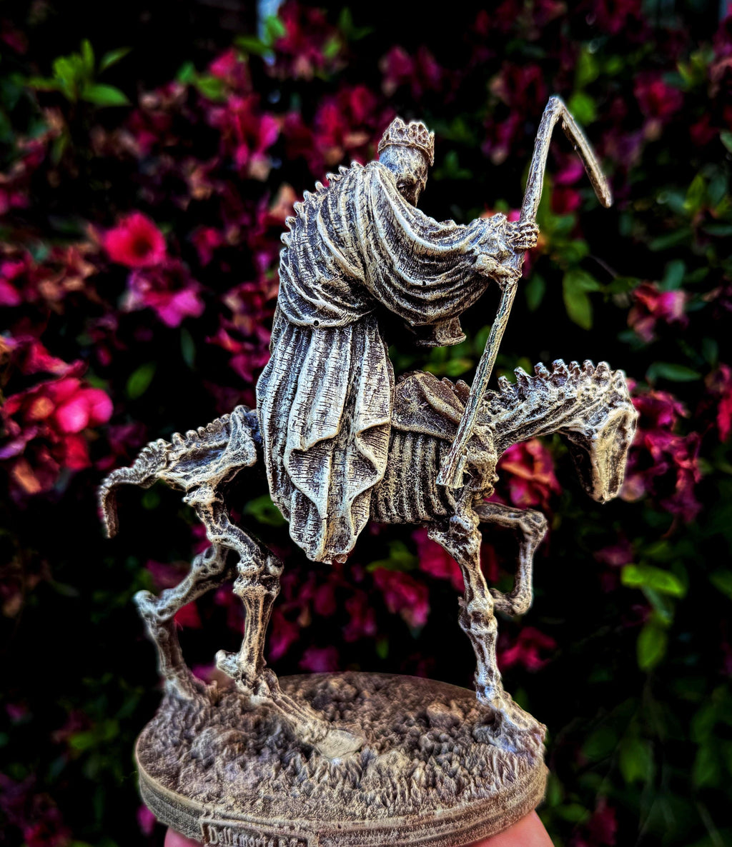 Triumph of Death: Grim Reaper on Skeletal Horse Statue, Hand Painted Resin Figurine, Horror Art |Gift for Gothic and Dark Fantasy Collectors