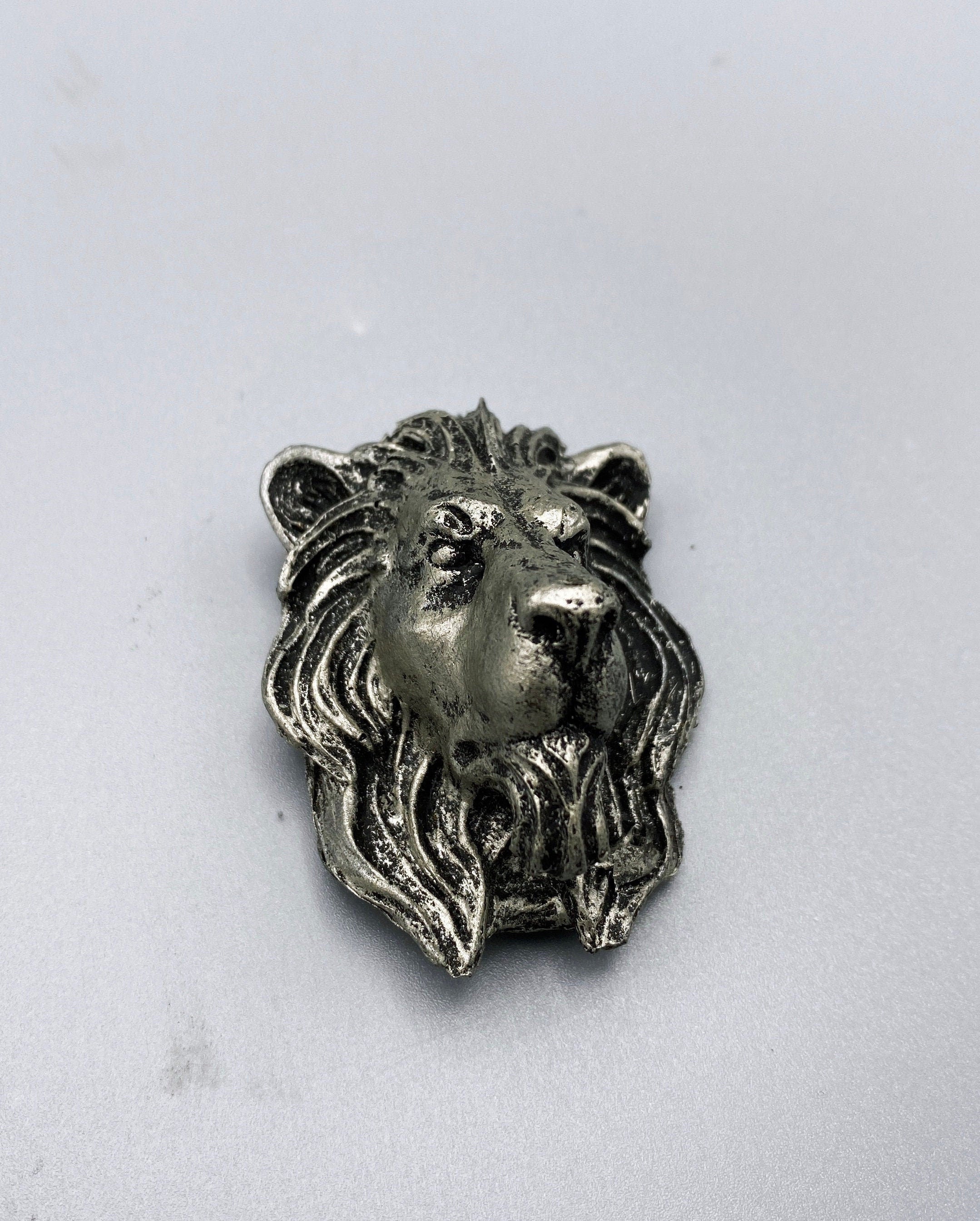 Lion's Head Magnet, Hand Painted Resin Sculpture | Mythic Fantasy Decor | Lion Magnet for Fantasy and Gothic Decor