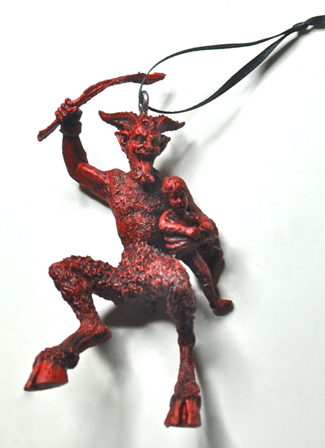 Krampus 2 Ornament, Hand Painted Resin Sculpture, Red Finish | Mythical Creature Figurine | Unique Dark Christmas Demon,Gothic Holiday Decor