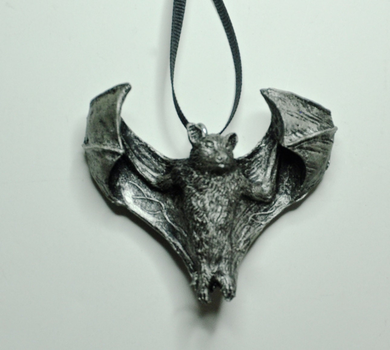 Soaring Fruit Bat Ornament, Hand Painted Resin Sculpture | Gothic Vampire Bat Figurine | Nature Bat Ornament for Halloween and Gothic Decor