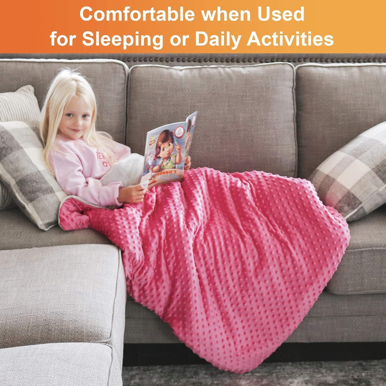 5 Lbs Kids Weighted Blanket with Cover | 36"x48" | 100% Cotton, Glass Beads
