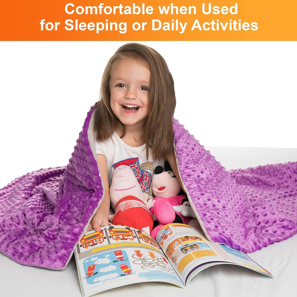 5 Lbs Kids Weighted Blanket with Cover | 36"x48" | 100% Cotton, Glass Beads