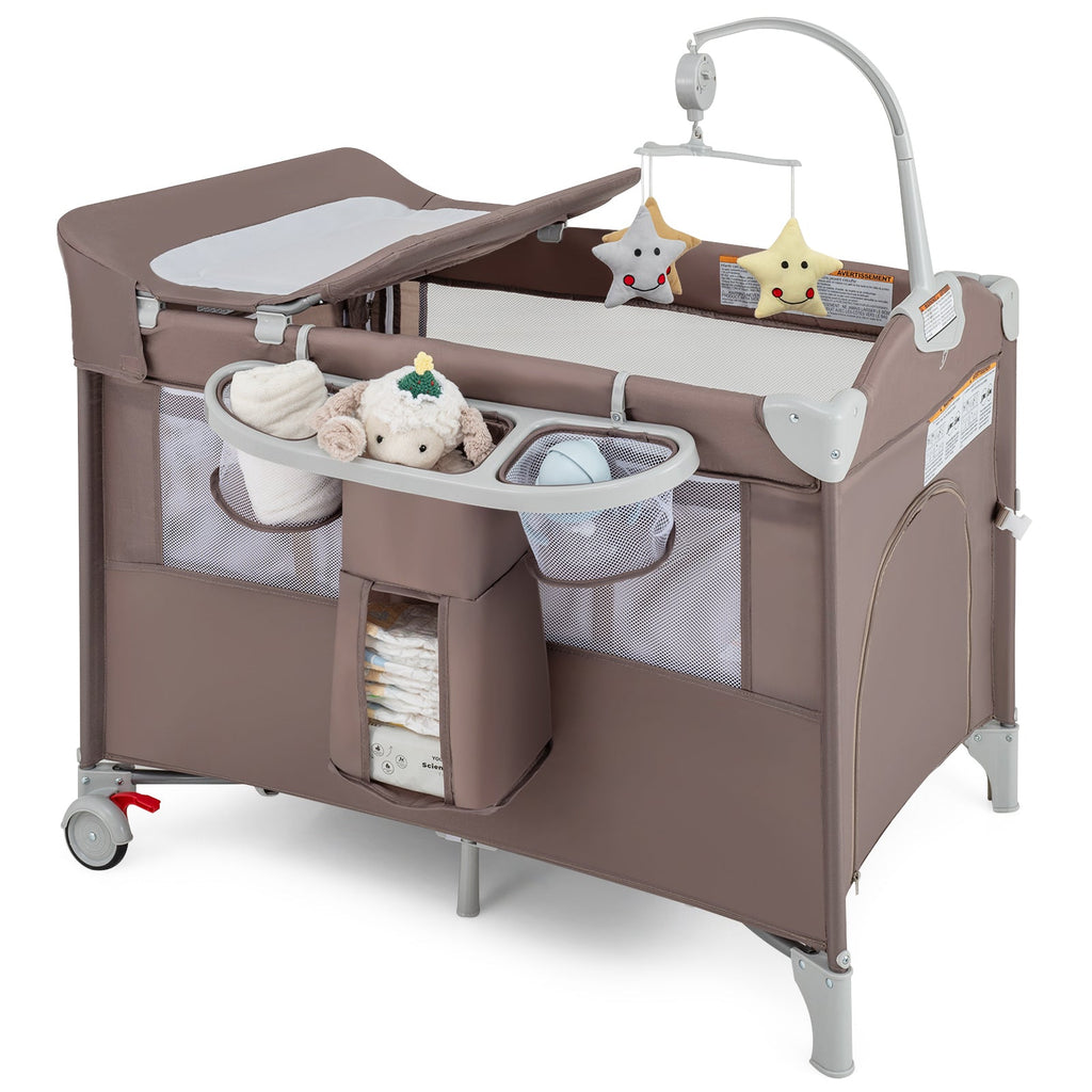 5-in-1 Portable Pack and Play with Diaper Changing Table