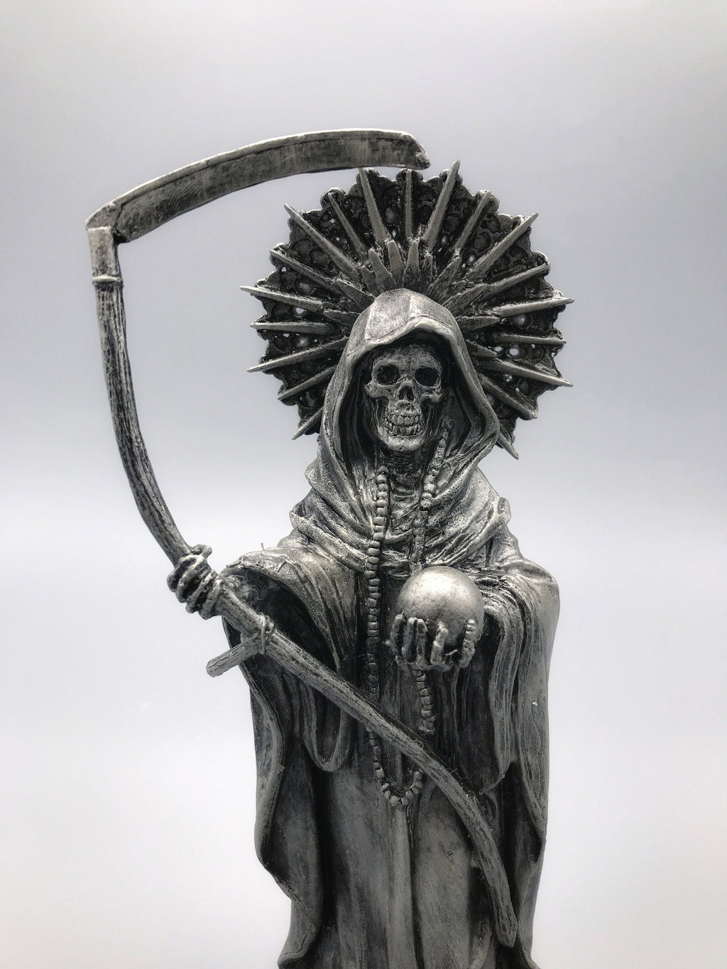 Santa Muerte Statue, Hand Painted Sculpture | Mexican Saint of Death Altar Statue | Gothic Figurine, Dia de los Muertos Decor
