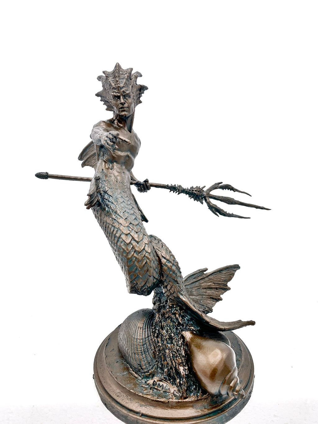 Merman/ Triton Statue, Hand Painted Resin Sculpture | Mythical Creature Figurine | Unique Legendary Male Mermaid Figurine. Fantasy Art Decor