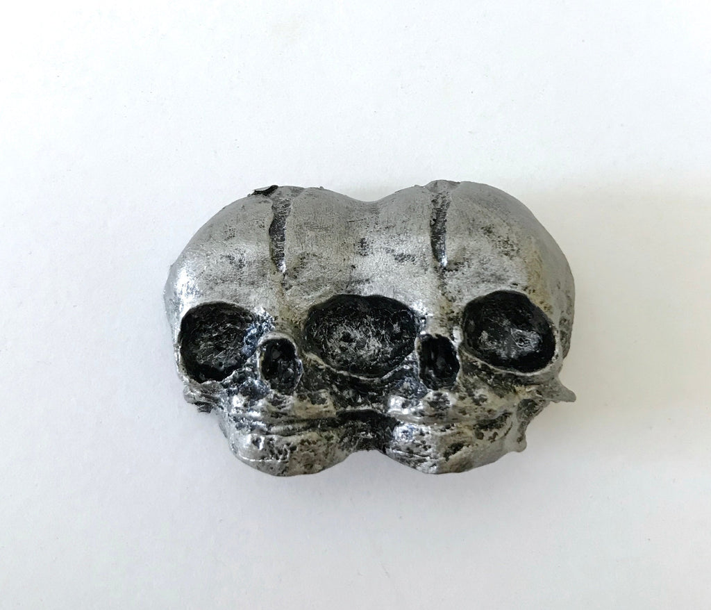 Conjoined Twins Skull  Magnet, Hand Painted Resin Sculpture | Gothic Fantasy Decor | Conjoined Skull Magnet for Fantasy and Gothic Decor