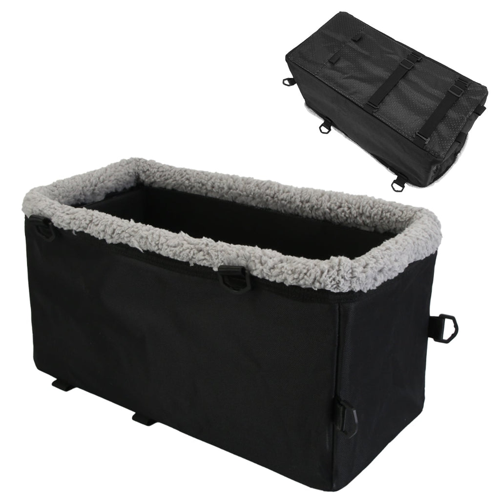 Small Dog Car Seat with Harness Center Console Pet Booster Seat Travel Car Seat with Side Pocket Cotton Velvet Cushion for Dogs Cats Up to 9LBS