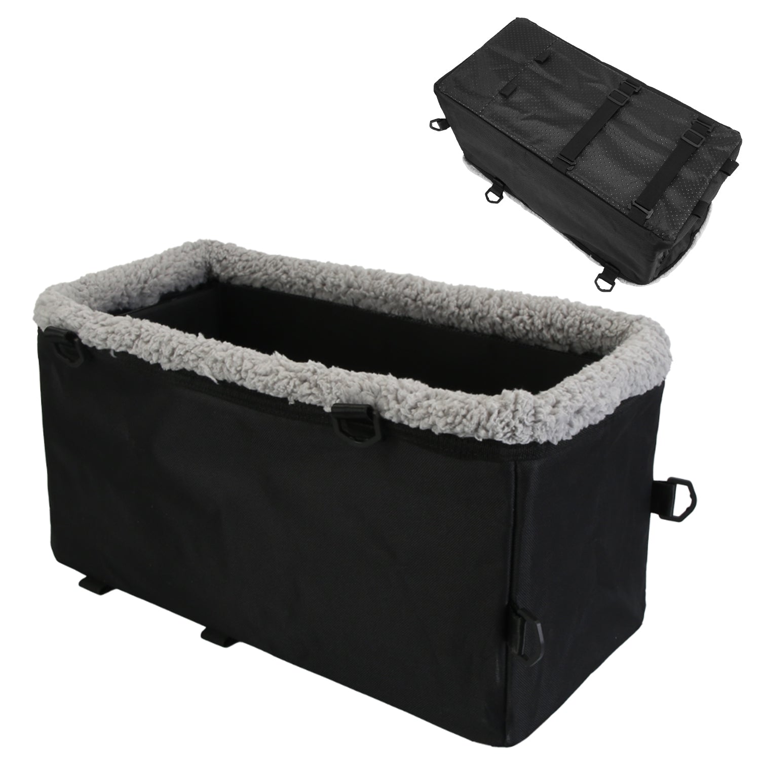 Small Dog Car Seat with Harness Center Console Pet Booster Seat Travel Car Seat with Side Pocket Cotton Velvet Cushion for Dogs Cats Up to 9LBS
