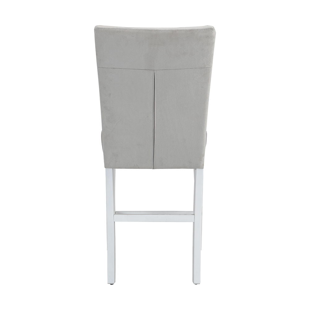 Elizaveta - Counter Height Chair (Set of 2) - Gray Velvet &White High Gloss