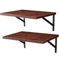 Wall Mounted Floating Shelves, 2 Set Wide Display-Cherry Walnut, 11.8x15.7x6.8in