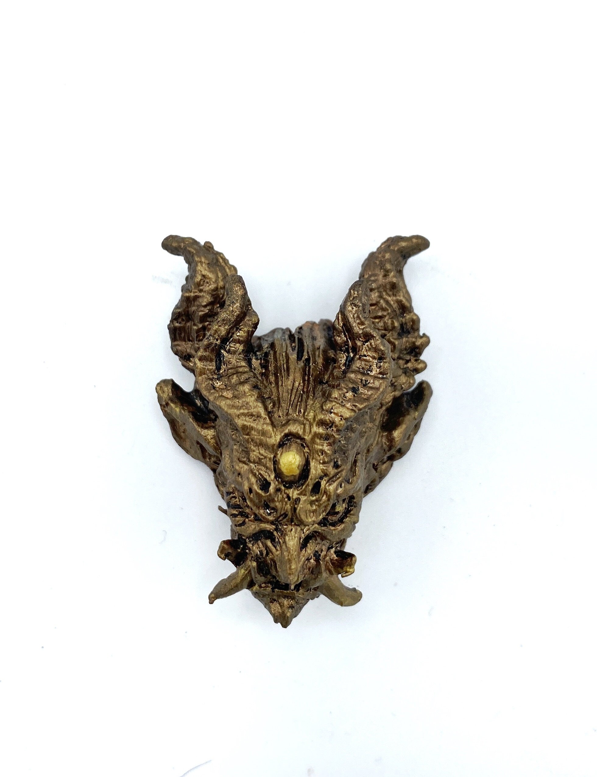 Oni Demon Head Magnet, Hand Painted Resin Sculpture | Mythic Fantasy Decor | Japanese Monster Magnet for Fantasy and Gothic Decor