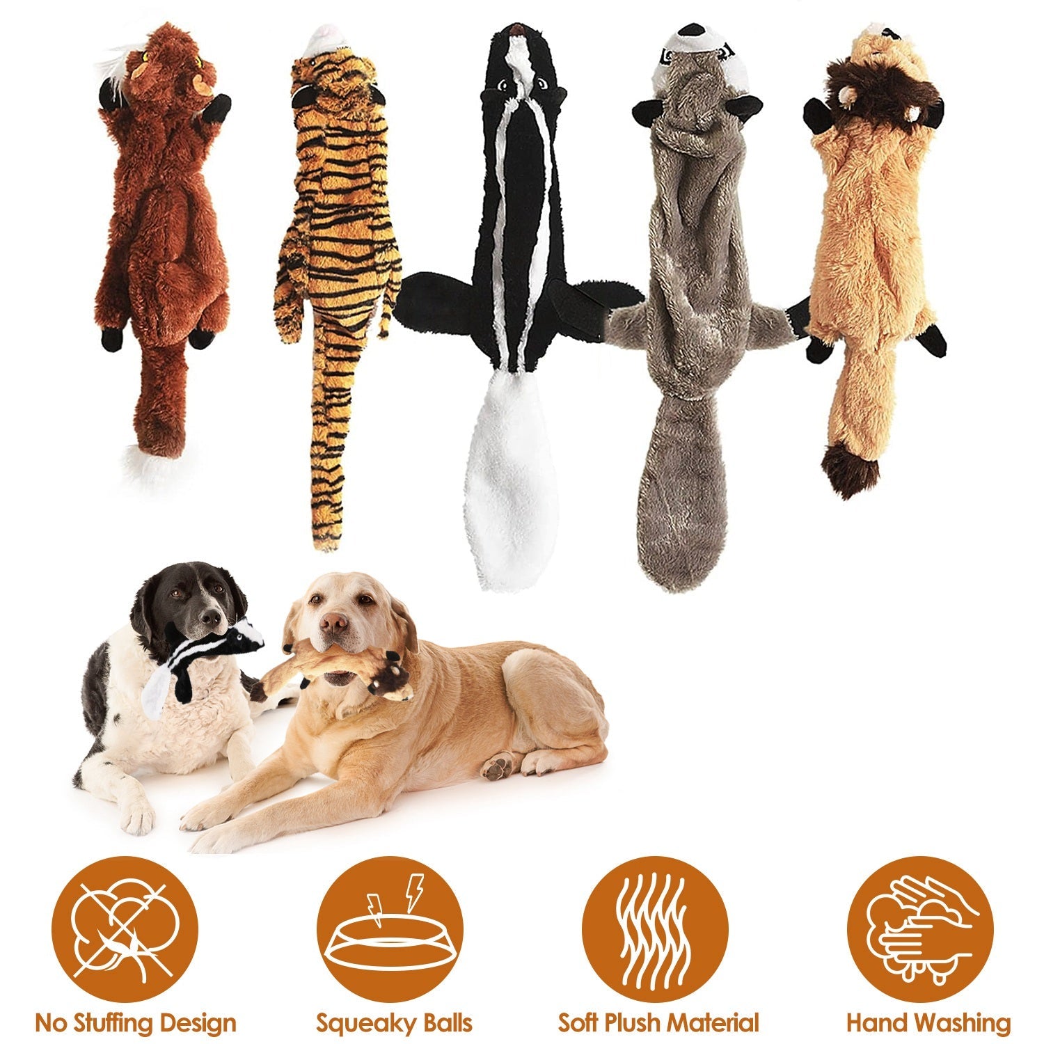 5Pcs Multi-Color Squeaky No Stuffing Dog Toys With Squeaky Balls Dog Teething Training Interactive Dog Toys for Aggressive Chewers for Small Medium an