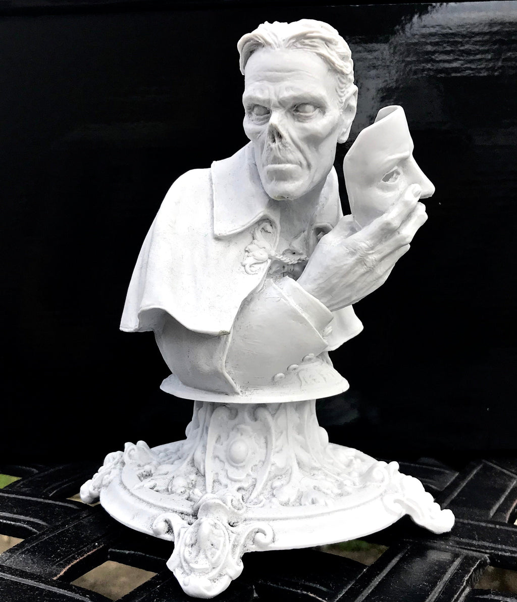Phantom of the Opera Bust, Hand Painted Resin Sculpture, White |. Halloween Monster Opera Ghost Figurine | Gothic Art for Spooky Home Decor