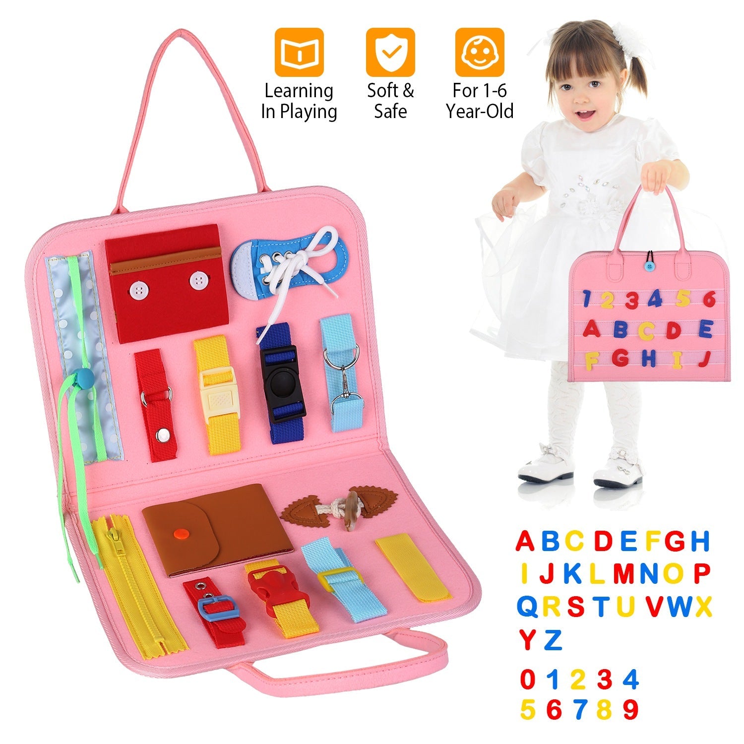Kids Busy Board Sensory Activity Board Preschool Learning Toys Montessori Educational Gift for 1-6 Years Old Baby Toddler Girls Boys