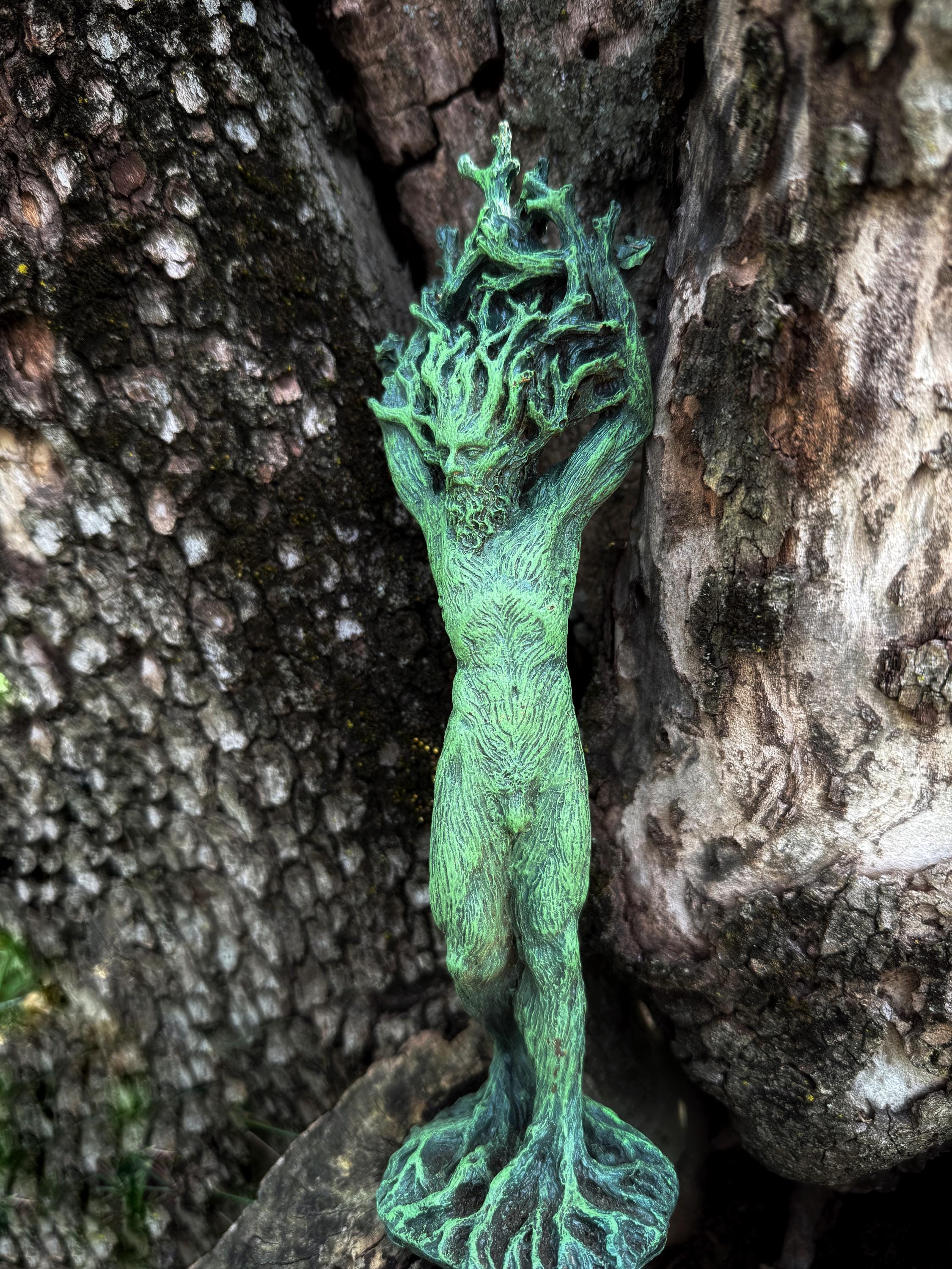 Green Man, Cernunnos Statue, 9" version, Green Finish