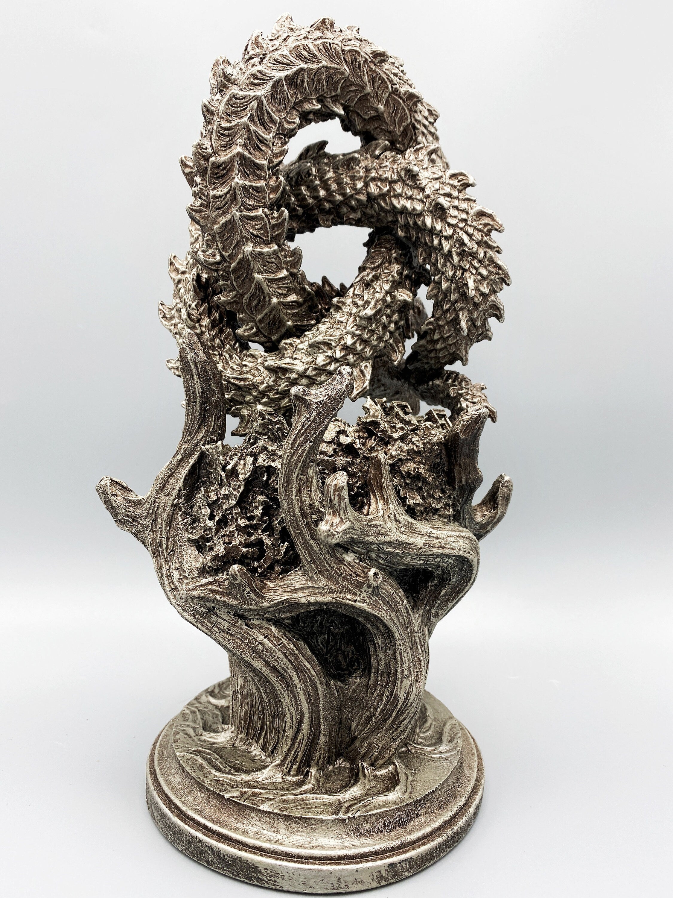 Ouroboros/ World Serpent Statue, Hand Painted Resin Sculpture | Norse Mythology Figurine | Myths and Legends Dragon Statue,Fantasy Art Decor
