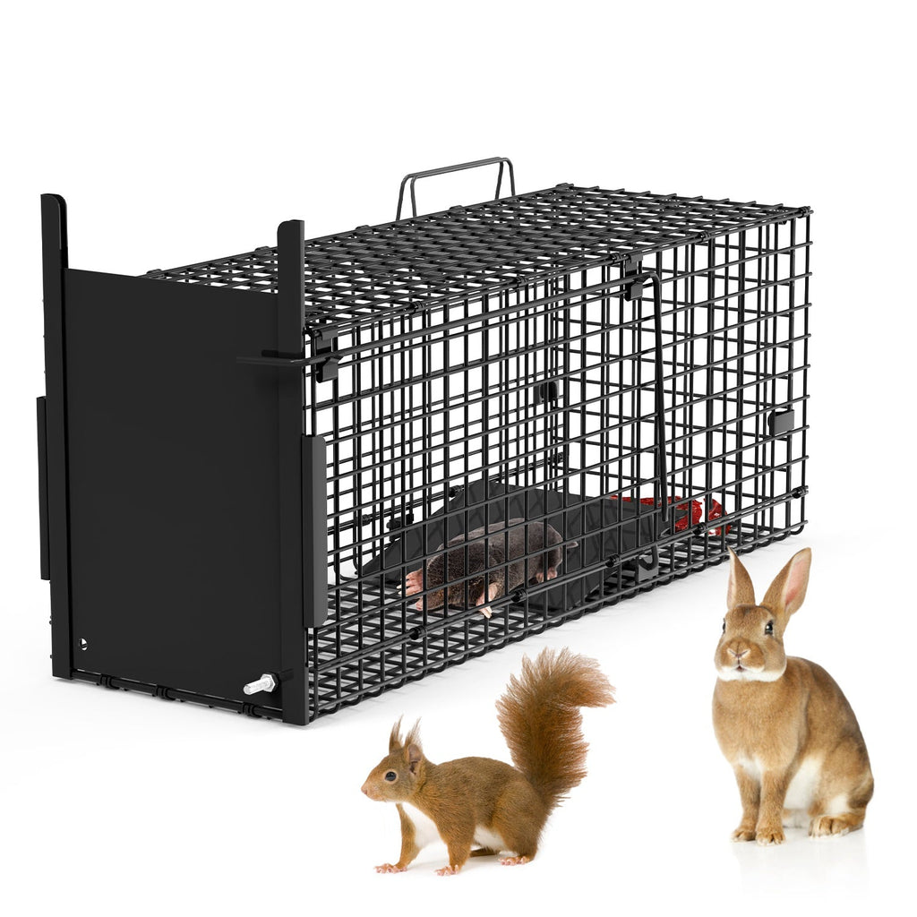 26in Single Door Live Animal Cage Trap For Animals Under 5LBS Easy To Setup Humane Galvanized Iron Trap Cage For Small Cats Rabbits Squirrels Moles Ch