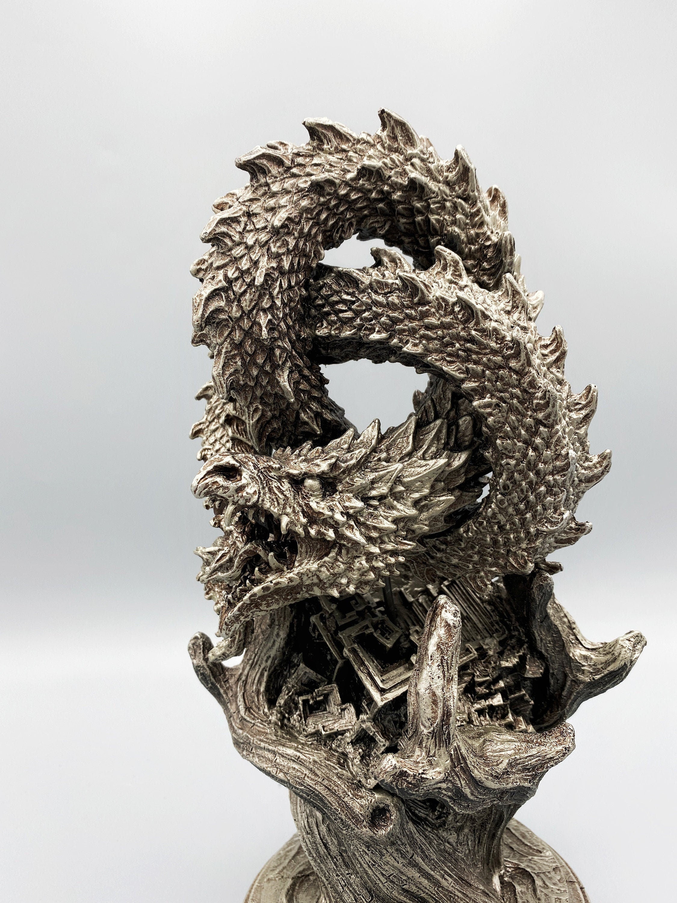 Ouroboros/ World Serpent Statue, Hand Painted Resin Sculpture | Norse Mythology Figurine | Myths and Legends Dragon Statue,Fantasy Art Decor