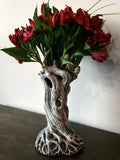Tree Vase, White Finish | Unique Woodland Rustic Home Decor | Resin Sculpture Flower Vase, Nature Gift and Earthy Home Decor