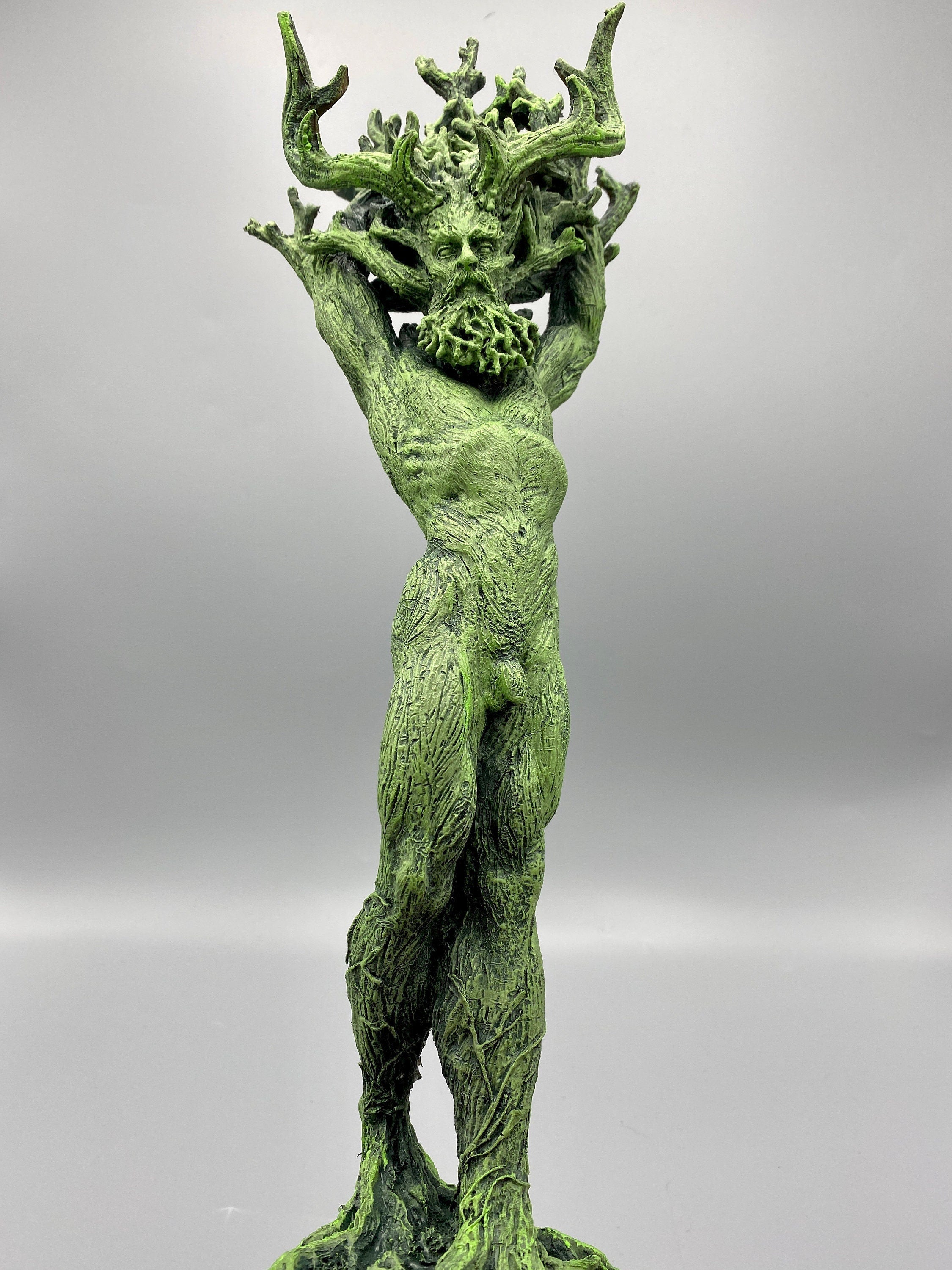 Green Man, Cernunnos Statue, Green Finish