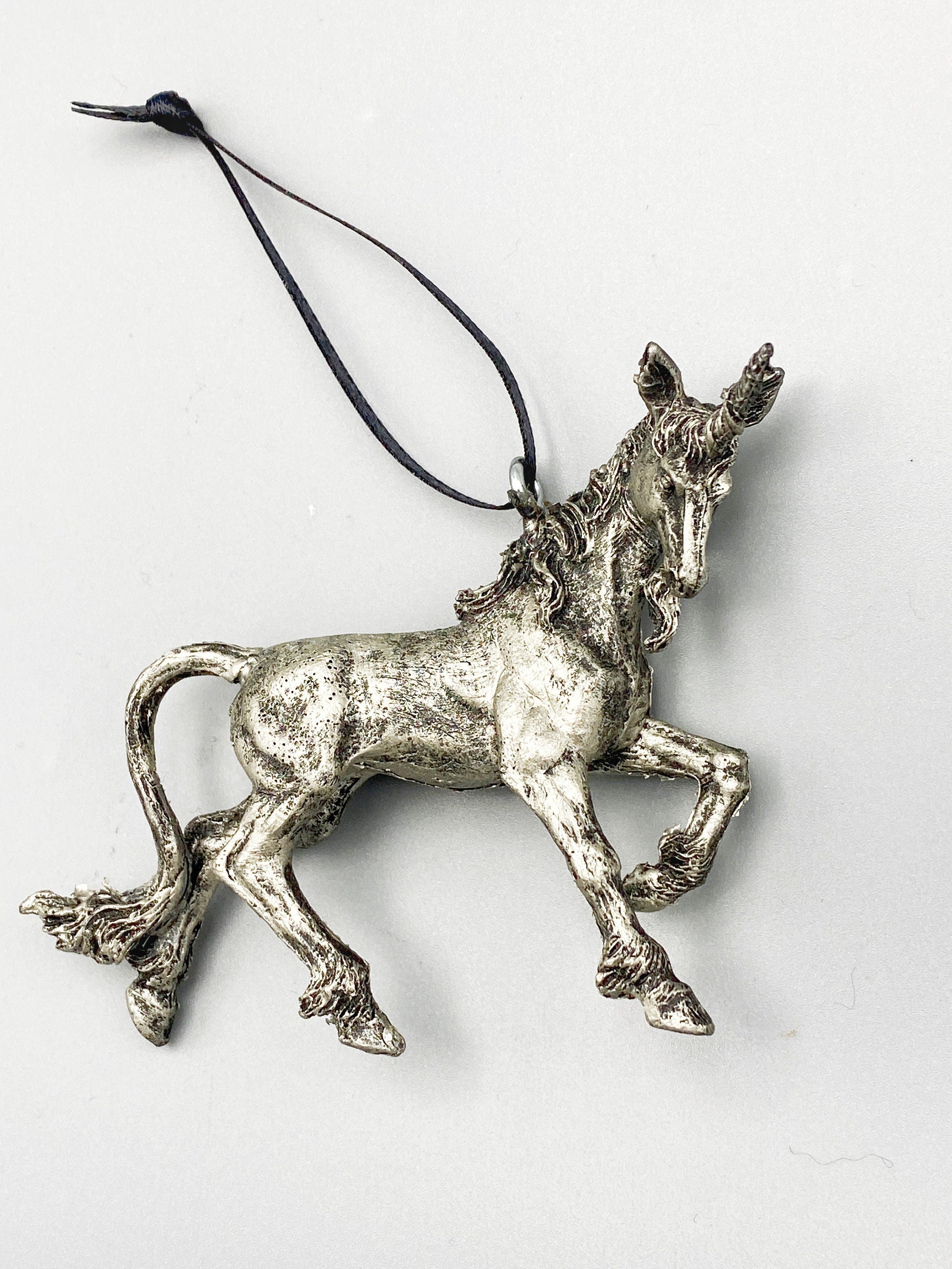 Unicorn Ornament, Hand Painted Resin Sculpture | Mythical Creature Figurine | Unique Legendary Beast Ornament. Fantasy Holiday Decor