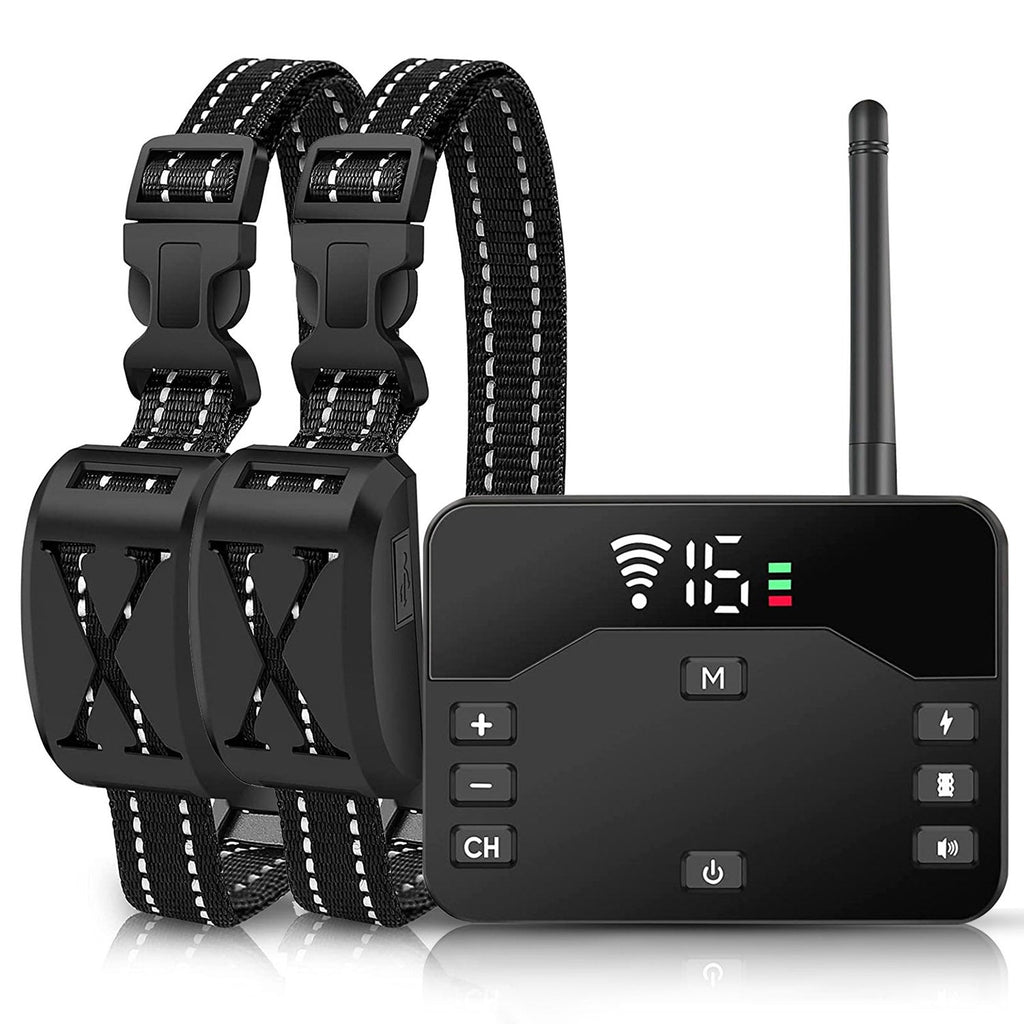 2 In 1 Wireless Electric Dog Fence Waterproof Pet Shock Boundary Containment System Electric Training Collar with 2 Receiver Collars for Small Medium