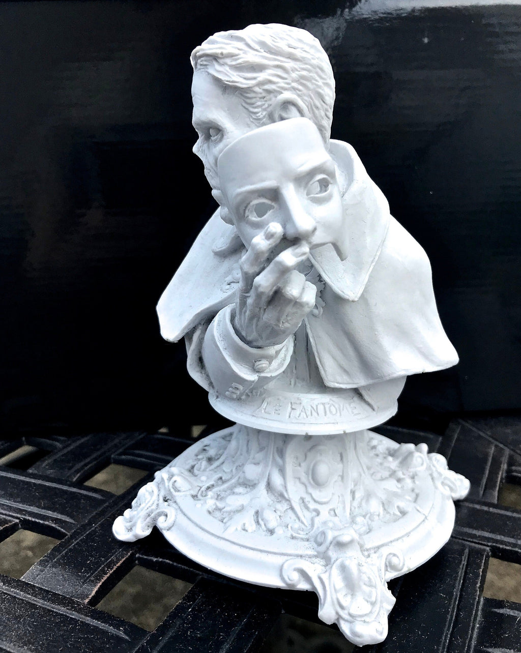 Phantom of the Opera Bust, Hand Painted Resin Sculpture, White |. Halloween Monster Opera Ghost Figurine | Gothic Art for Spooky Home Decor