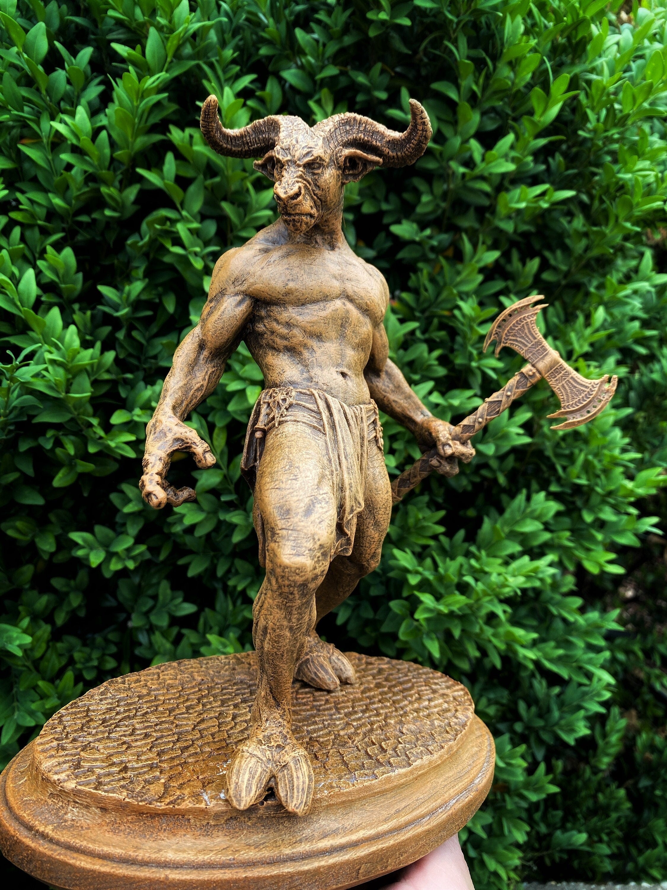 Minotaur Statue, Hand Painted Resin Sculpture | Mythical Creature Figurine | Unique Legendary Minotaur Monster Figurine. Fantasy Art Decor
