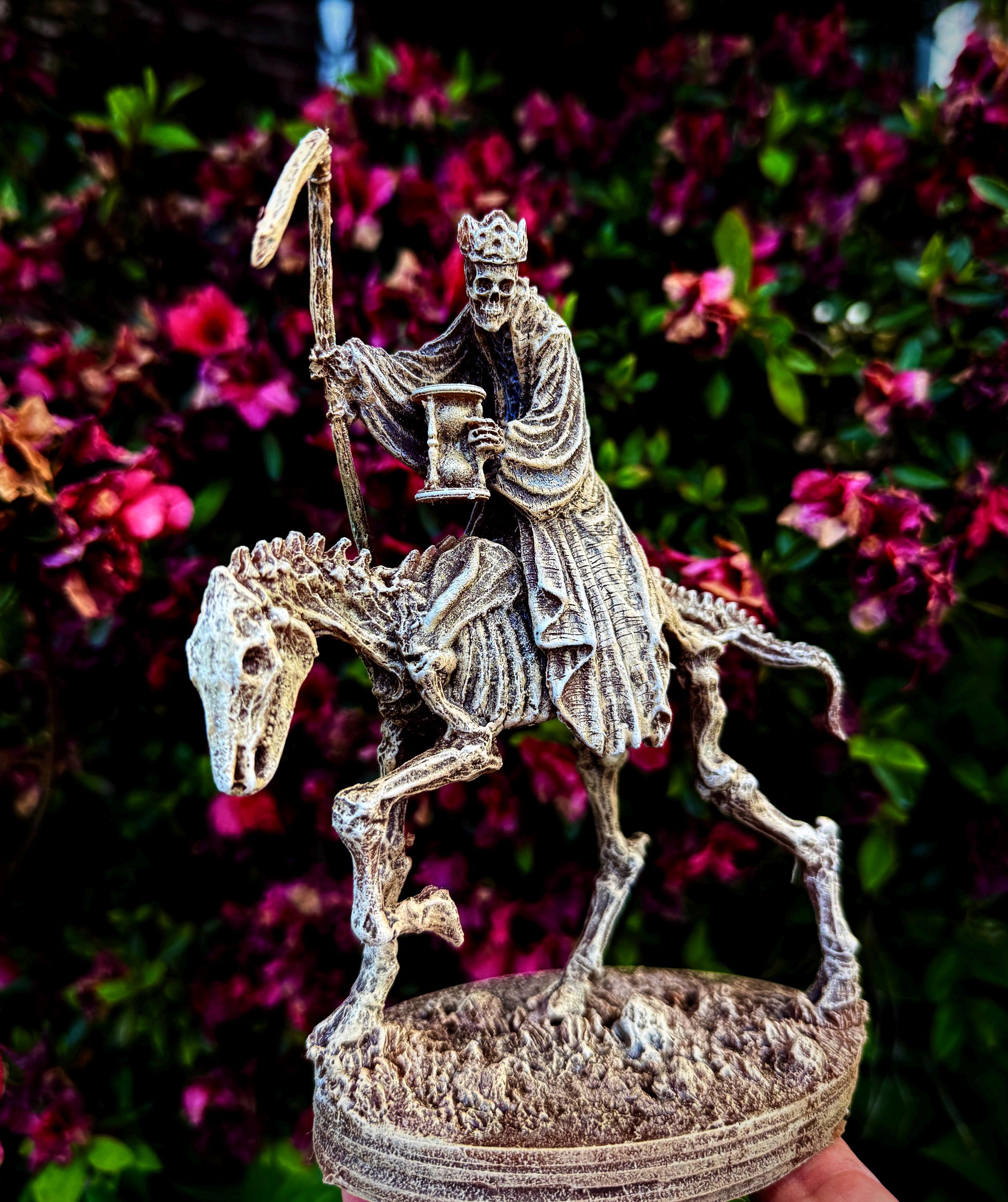 Triumph of Death: Grim Reaper on Skeletal Horse Statue, Hand Painted Resin Figurine, Horror Art |Gift for Gothic and Dark Fantasy Collectors