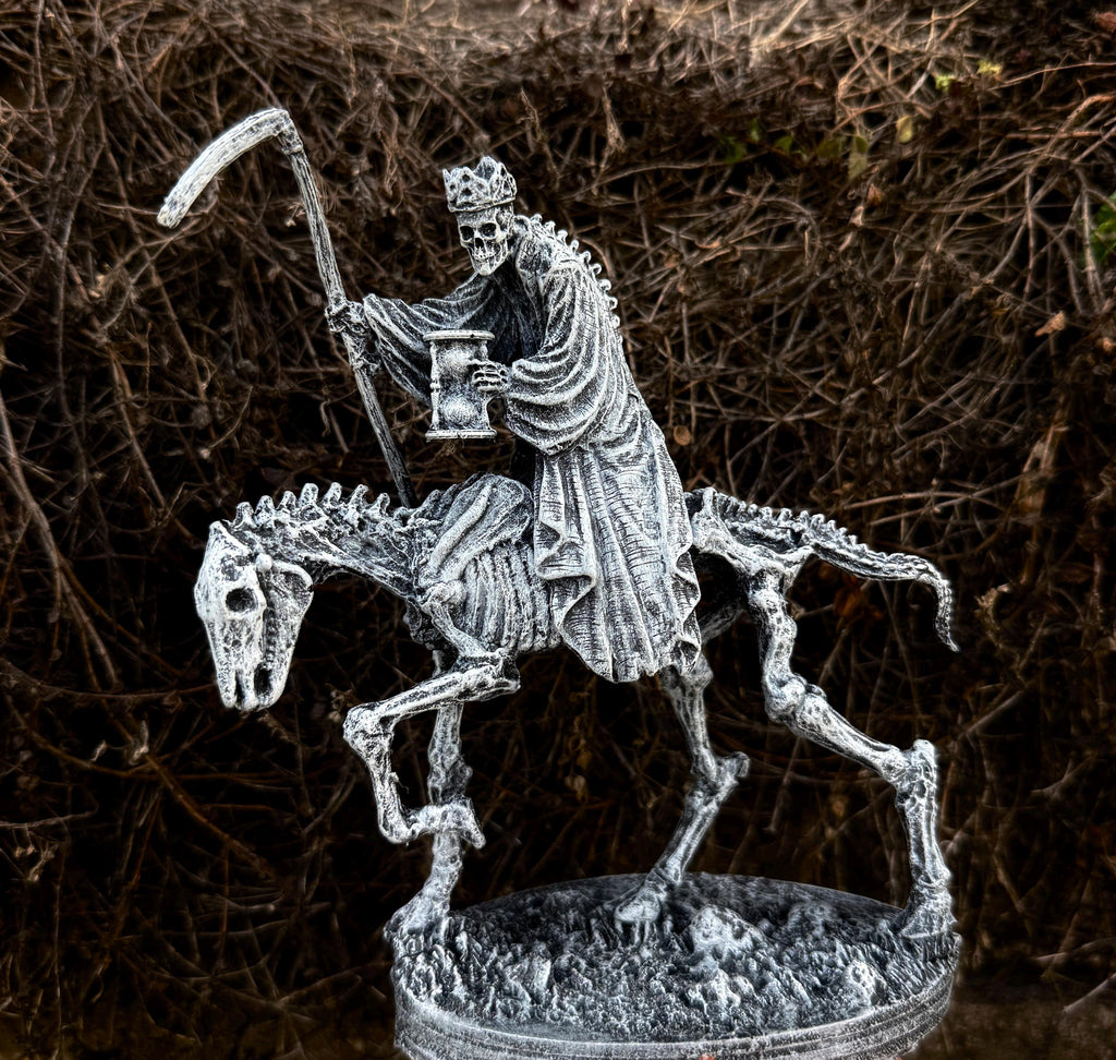 Triumph of Death: Grim Reaper on Skeletal Horse Statue, Hand Painted Resin Figurine, Horror Art |Gift for Gothic and Dark Fantasy Collectors