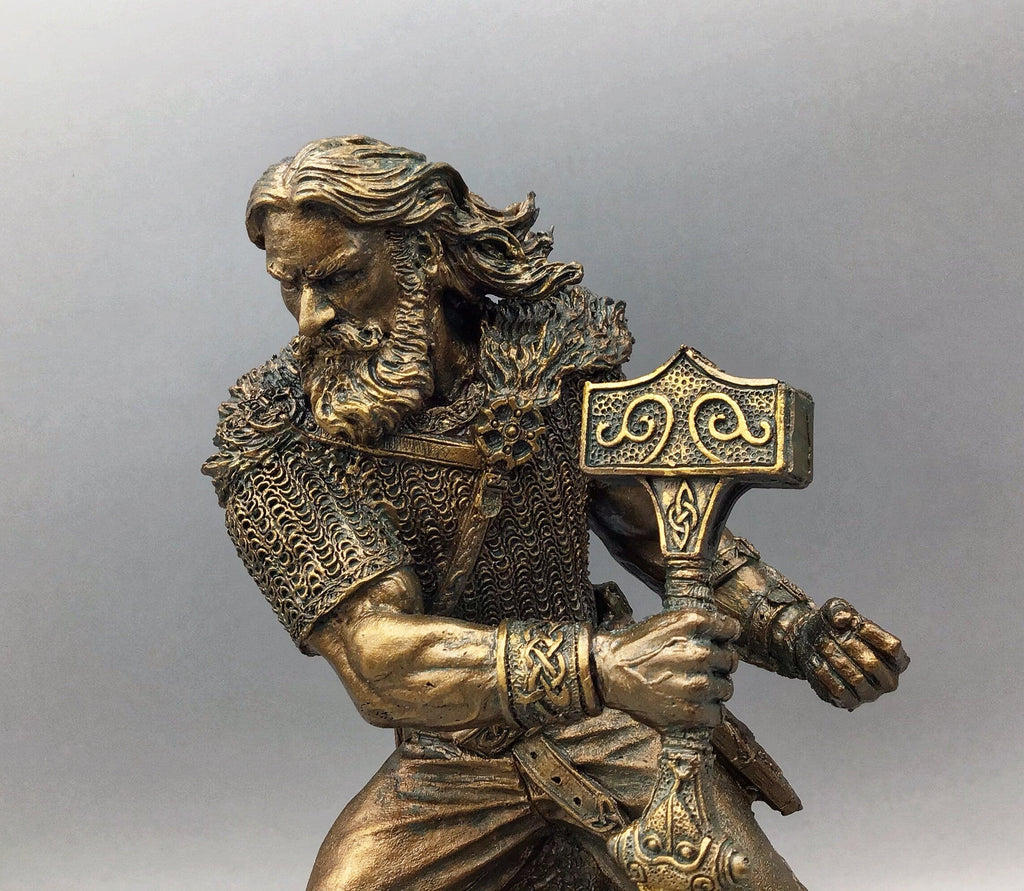 Thor Bust, Hand Painted Resin Sculpture | Norse Mythology Figurine | Myths and Legends God of Thunder Statue, Fantasy Art Home Decor