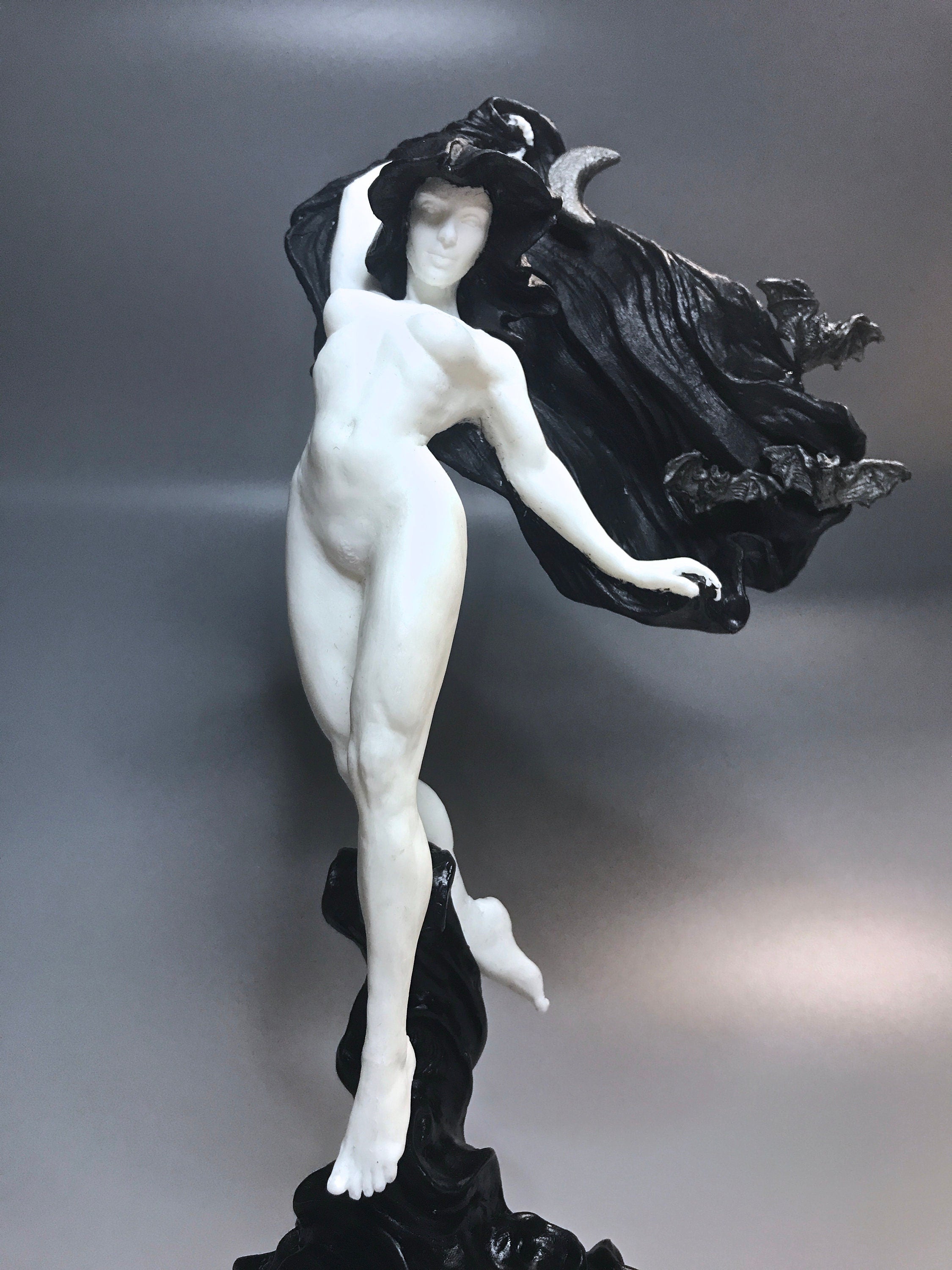 Nyx, the Goddess of the Night Statue, B&W Finish | Mythological Deities Figurine | Myths and Legends Character| Mythic Art for Gothic Decor