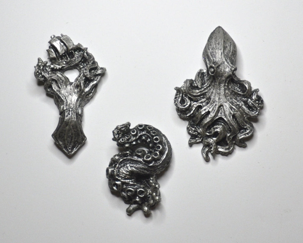 Set of Kraken Magnets- Octopus, Squid, Tentacle | Hand Painted Resin Sculpture | Nautical Decor| Kraken Magnets for Fantasy and Gothic Decor