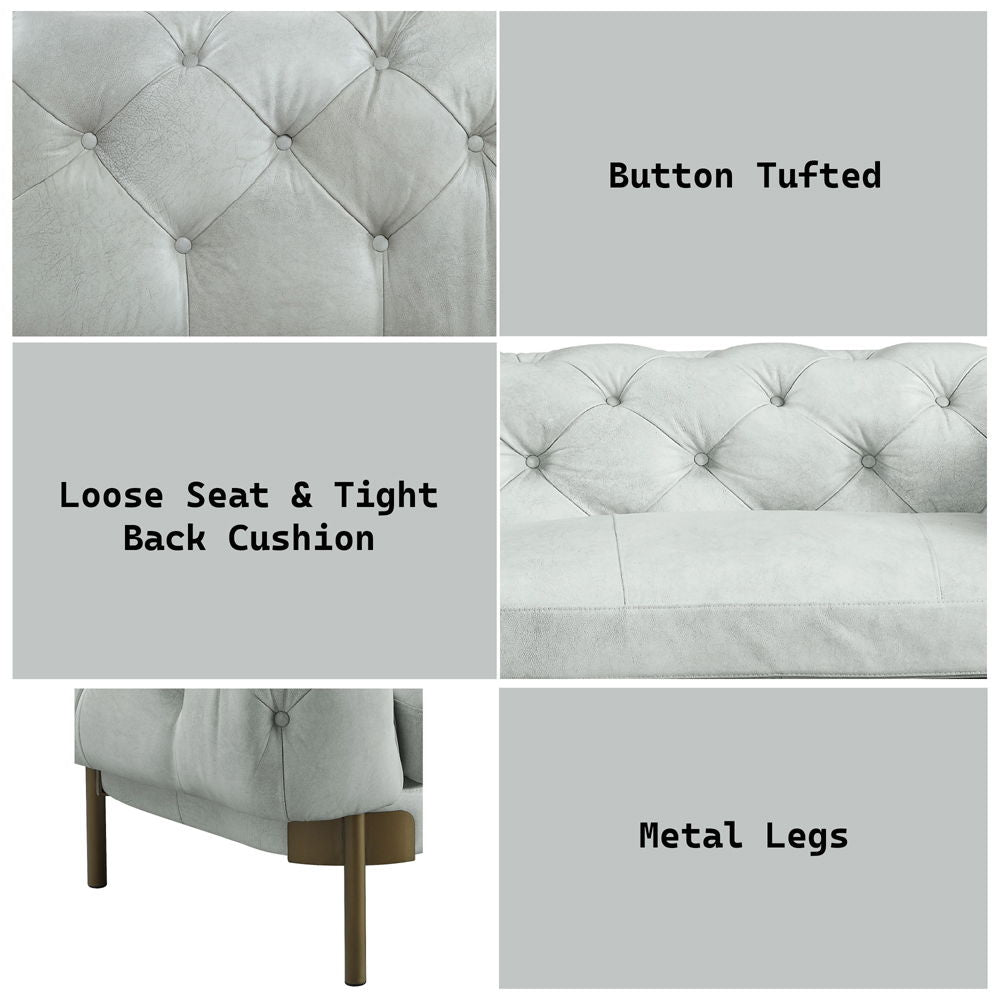 Ragle - Sofa - Vintage White Top Grain Leather
