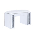Noralie - Vanity Stool - Synthetic Leather , Mirrored & Faux Diamonds
