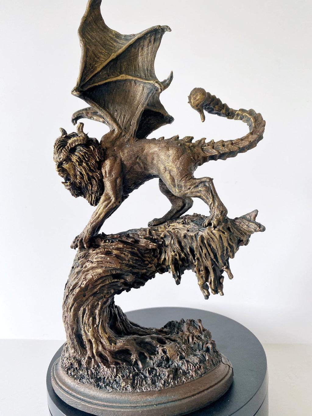 Manticore Statue, Hand Painted Resin Sculpture | Mythical Creature Figurine | Unique Legendary Manticore Monster Figurine. Fantasy Art Gift