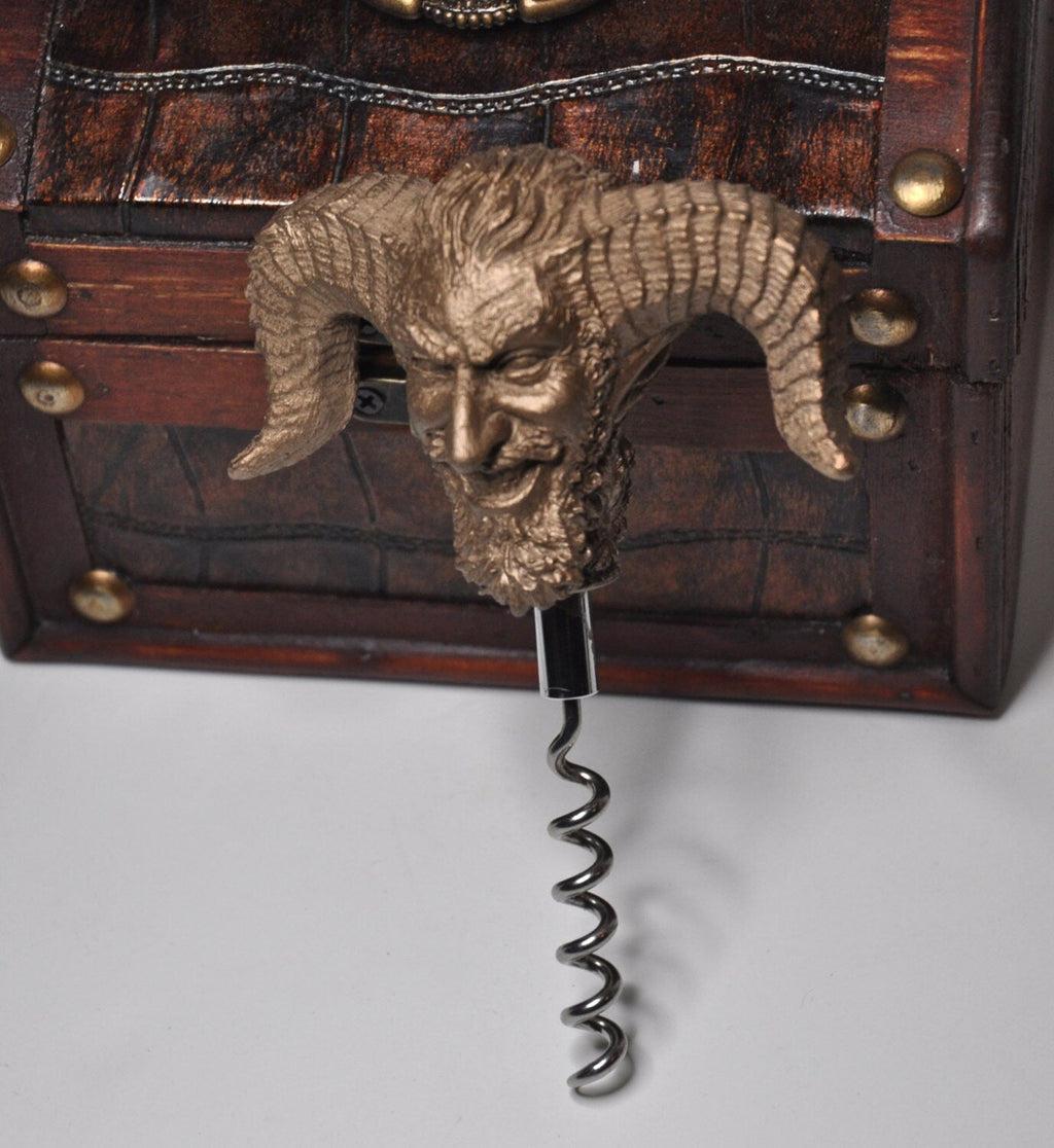 Satyr Head Corkscrew, Hand Sculpted Resin | Mythic Fantasy Art Barware | Legendary Dionysus  Cork Screw | Fantasy Wine and Barware Gift