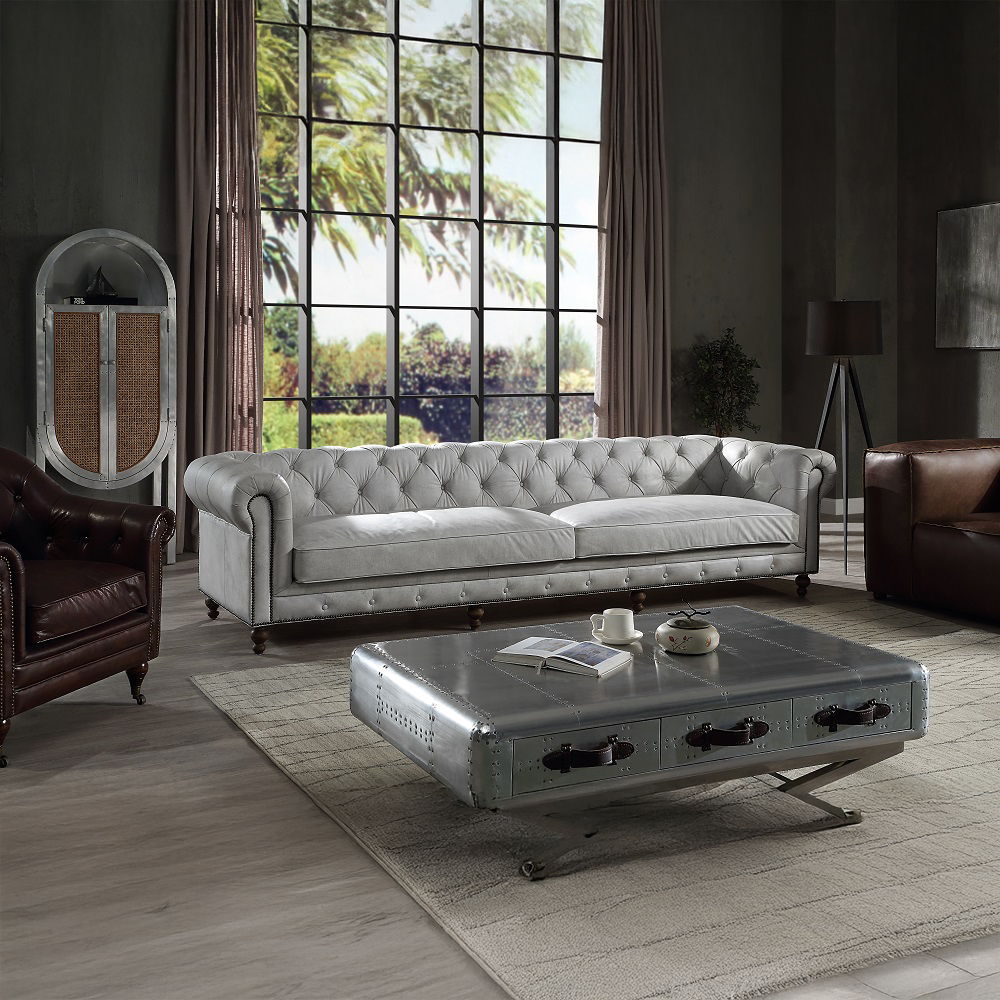 Ofer - Sofa - Vintage White Top Grain Leather