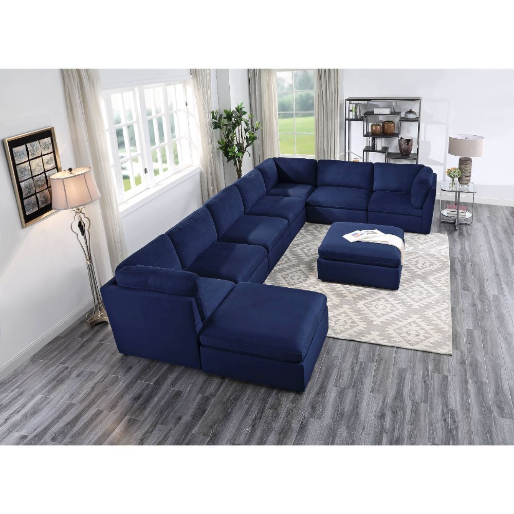 Crosby - Modular Armless Chair - Blue Fabric