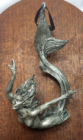 Mermaid Ornament, Hand Painted Resin Sculpture, Pewter Finish| Mythical Creature Figurine|Unique Legendary Mermaid Fantasy Art Holiday Decor