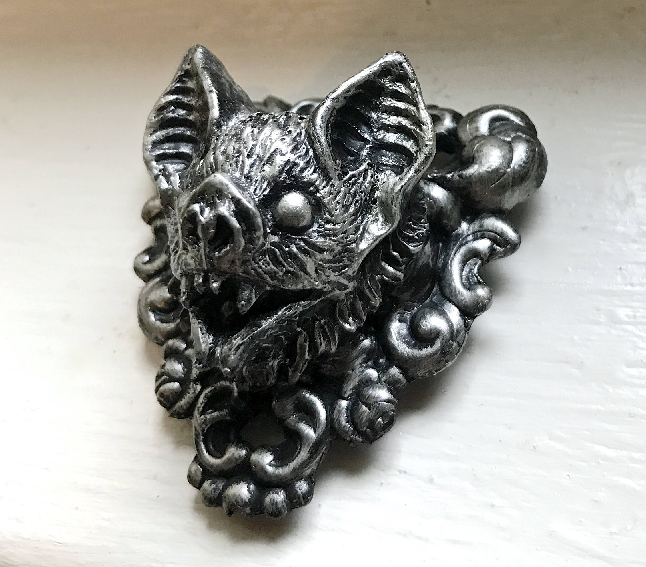 Vampire Bat Magnet, Hand Painted Resin Sculpture | Gothic Fantasy Decor | Vampire Bat Magnet for Fantasy and Gothic Decor