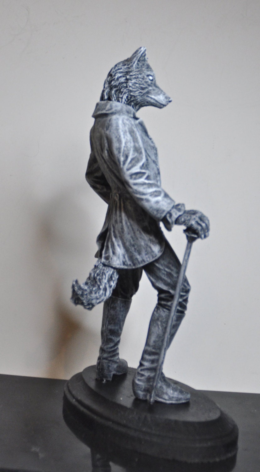 Gentleman Wolf Statue, Hand Painted Resin Sculpture | Mythical Creature Figurine | Unique Fairy Tale Werewolf Figurine. Fantasy Art Decor