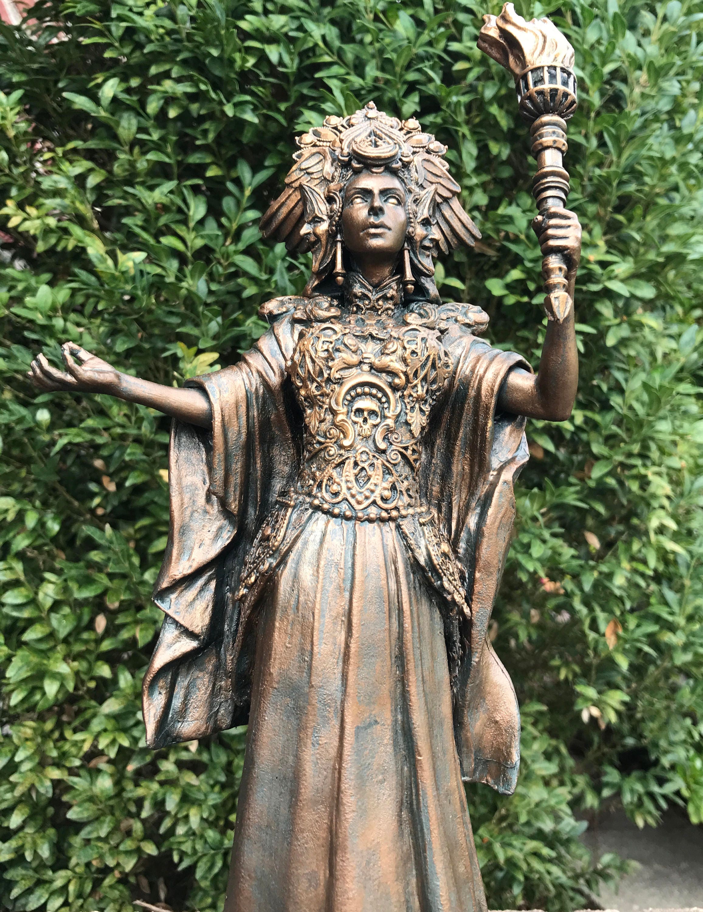 Hecate, Goddess of Witchcraft and Magic Statue, Resin Sculpture | Mythical Goddess Figurine | Folklore Altar Statue for Gothic Home Decor