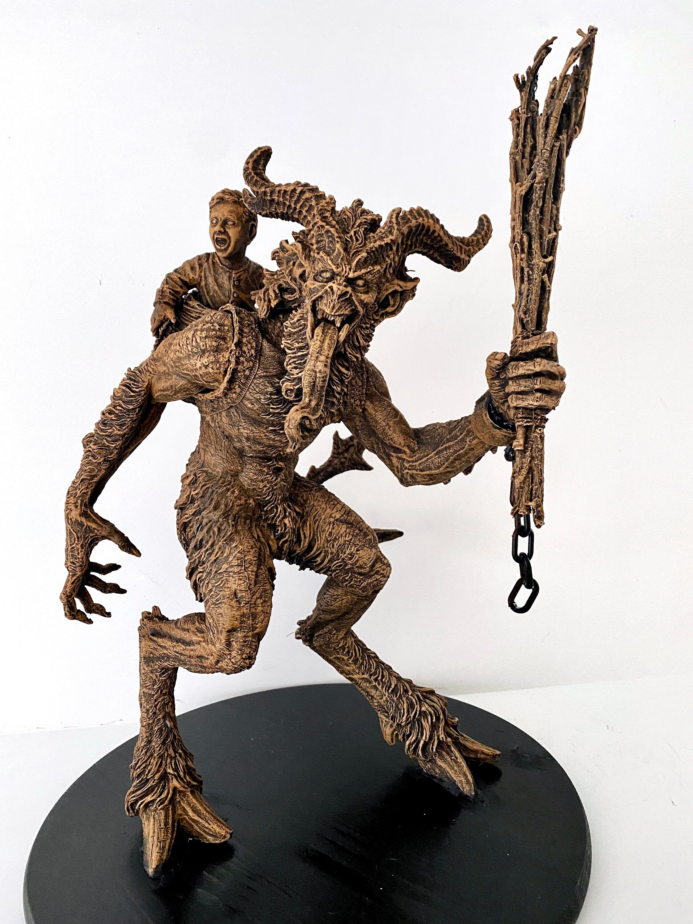 Krampus Statue, Large Version,  Hand Painted Resin Sculpture | Mythical Creature Figurine | Dark Christmas Demon, Gothic Folklore Decor